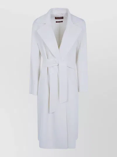 S Max Mara Mst Cles Belted Long Coat Lapel Collar In White