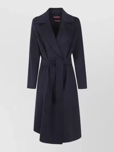 S Max Mara Mst Cles Coat Belted Waist Long Lapels In Blue