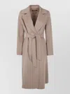 S Max Mara Mst Cles Long Belted Coat Lapel In Neutral