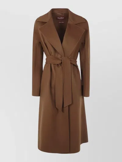 S Max Mara Mst Cles Long Coat Belted Waist Lapels In Black