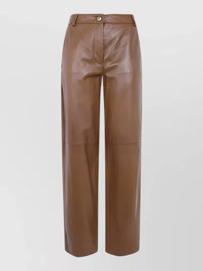 S Max Mara Mst Legno Nappa Leather Tailored Pants In Black