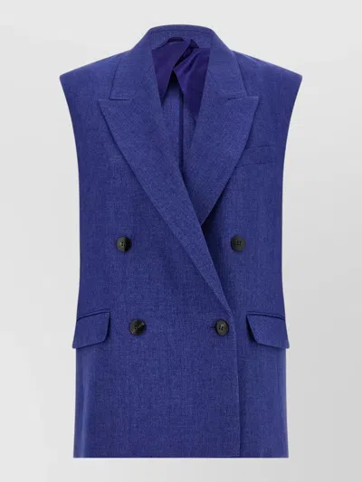 S Max Mara Mstaia Tailoring Vest Double Breasted Lapels In Blue