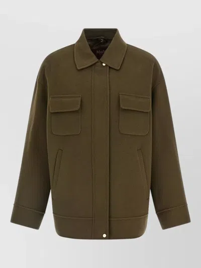 S Max Mara Mstdisco Padded Jacket Buttoned Cuffs Pockets In Neutral