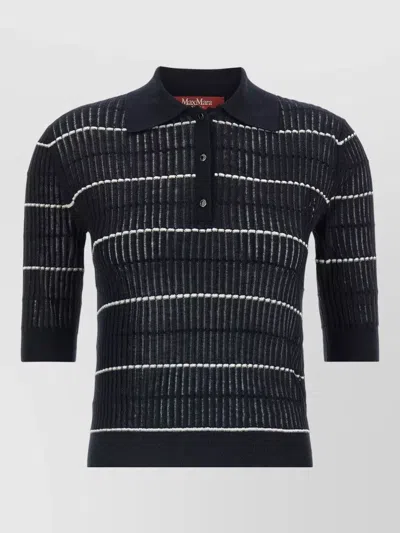 S Max Mara Mstgallo Knit Polo Shirt Half Sleeves In Black