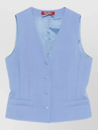 S Max Mara Mstmadia Wool Crepe Tailored Vest In Blue