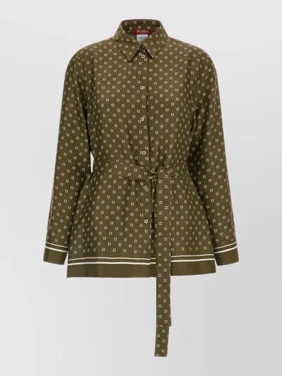 S Max Mara Msttenuta Shirt Belted Waist Collared Neck In Green