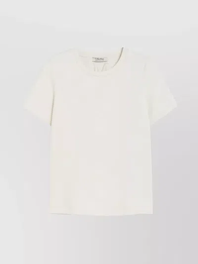 S Max Mara Nancy Crew-neck Embroidered T-shirt Lightweight In White
