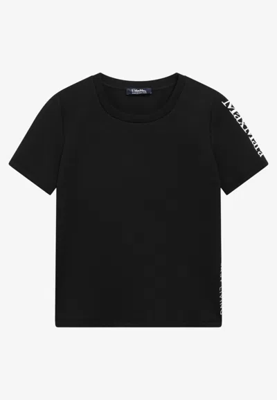 S Max Mara Max Mara S Black Cottonblend Tshirt With Embroidered Logo