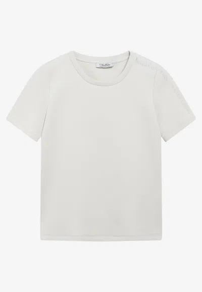 S Max Mara Max Mara S Beige Cottonblend Tshirt With Embroidered Logo In White