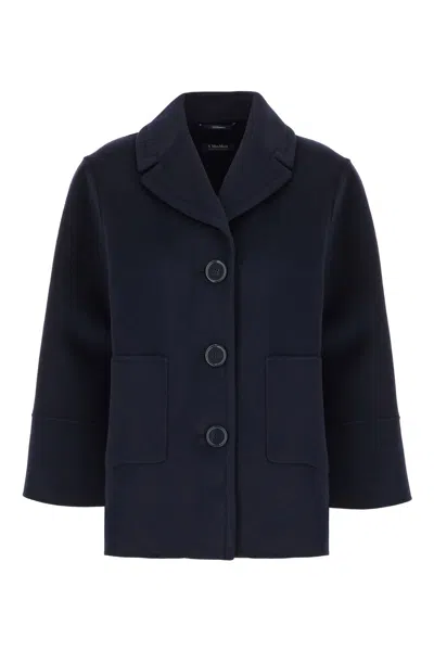 's Max Mara Navy Blue Wool Coat In Blu Notte