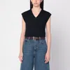 S Max Mara Navy Blue Wool Vest In Black