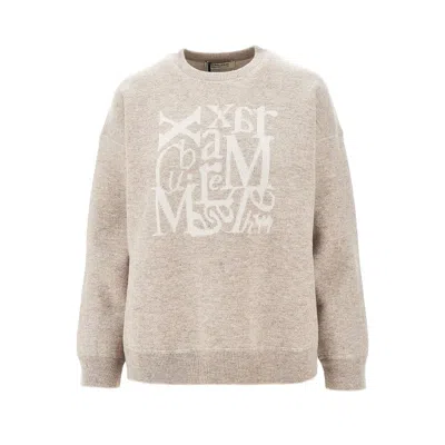 's Max Mara Wool And Cashmere Pullover With Logo In Neutral