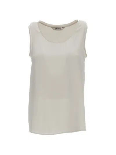 S Max Mara Sleeveless Satin Top In Neutral