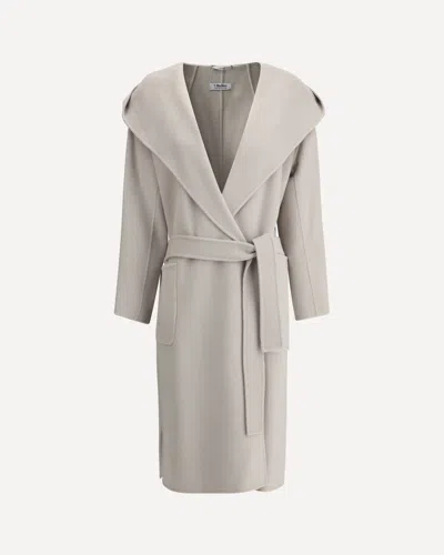 S Max Mara Waist Belted Shawl Collar Coat In Neutral