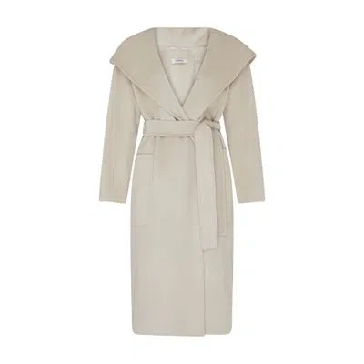 S Max Mara Nicolo Long Belted Coat In Off-white