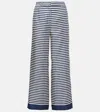 S Max Mara Silk Trousers Wide Leg Striped Pattern In Beige