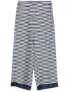S Max Mara Silk Trousers Wide Leg Striped Pattern In Blau