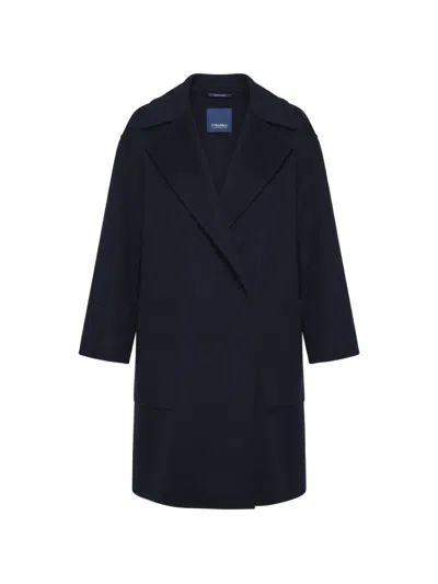 S Max Mara Notched-lapels Single-breasted Coat In Blue