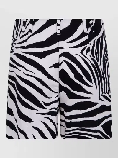 S Max Mara Novella Zebra Pattern Pleated Shorts Trousers In Black