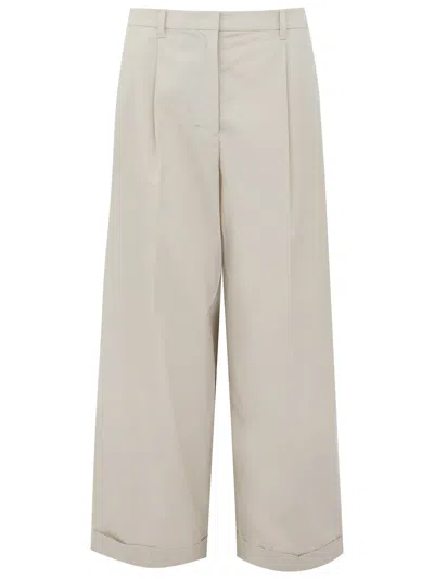 S Max Mara ' Danza Cropped Cotton Trousers In Neutral