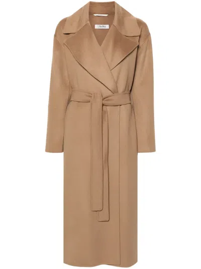 S Max Mara Olanda Wool Belted Coat In Brown