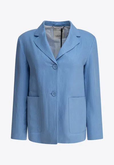 's Max Mara Olivia Single-breasted Linen Jacket In Light Blue