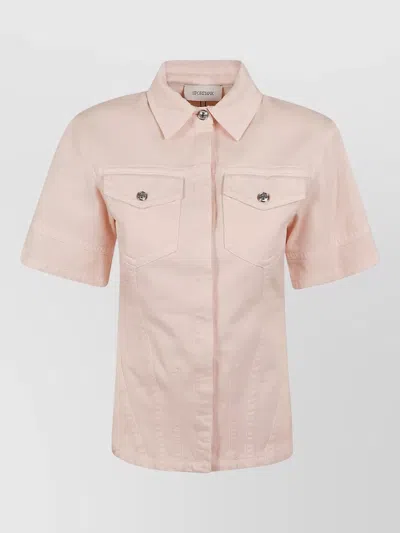 S Max Mara Ontano Shirt Jacket Chest Pockets Collar In Pink