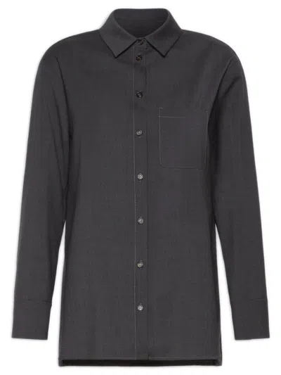 S Max Mara Opera Shirt In Wool Canvas In Black