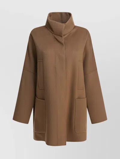 's Max Mara Oversized Coat With High Collar And Pockets In Brown
