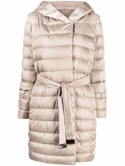 S Max Mara Padded Belted Coat In Neutrals