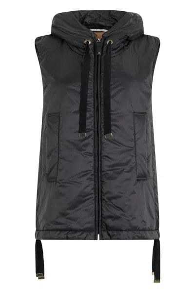S Max Mara ' Max Mara Padded Hooded Vest Gilet With Adjustable Side Laces In Black