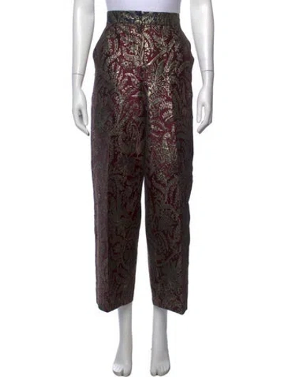 Pre-owned S Max Mara Paisley Print Straight Leg Pants In Metallic/purple