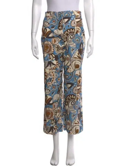 Pre-owned S Max Mara Paisley Print Wide Leg Pants In Blue