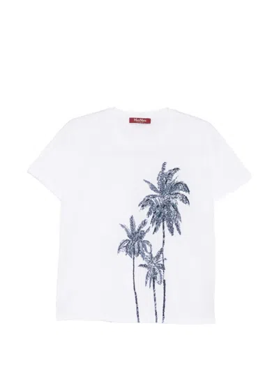 's Max Mara Palm-tree Sequin-embellished T-shirt In White