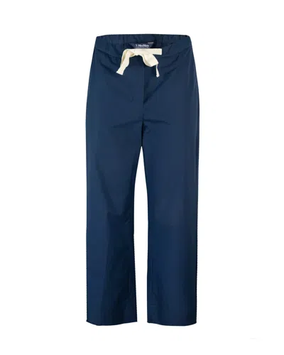 's Max Mara Pantalone Argento Con Coulisse Blu In 051