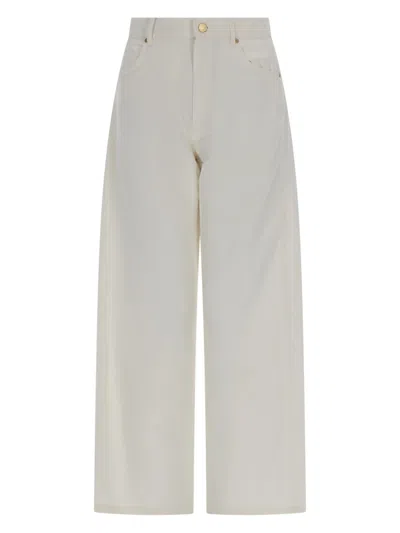 S Max Mara Pantalone Cinque Tasche In Cotone E Lino In White