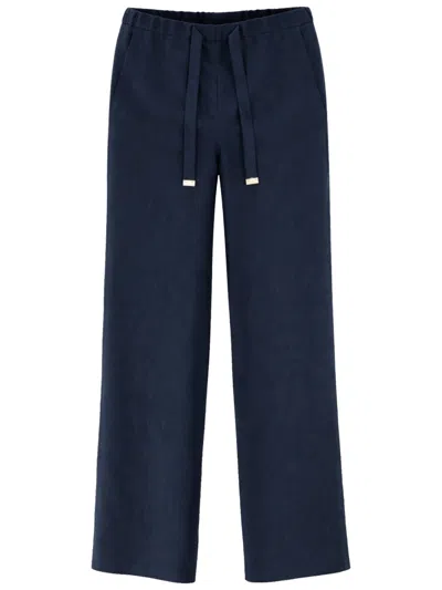 S Max Mara Cotton Cropped Wide-leg Pants In Blue