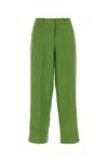 's Max Mara Grass Green Linen Rebecca Pant In Green
