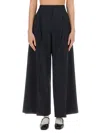 's Max Mara Black Wide Trousers With Belt In Blue