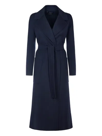 's Max Mara Paolore Long Belted Coat In Blue
