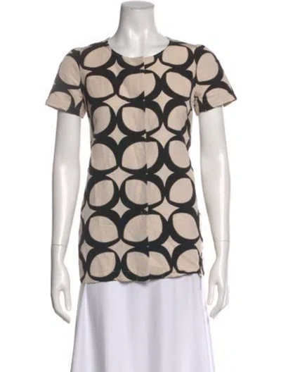 Pre-owned 's Max Mara Patterned Crew Neck Blouse In Neutrals