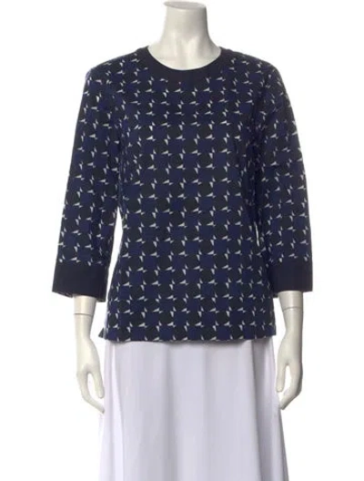 Pre-owned S Max Mara Patterned Crew Neck Top In Blue