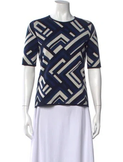 Pre-owned 's Max Mara Patterned Crew Neck Top In Neutrals