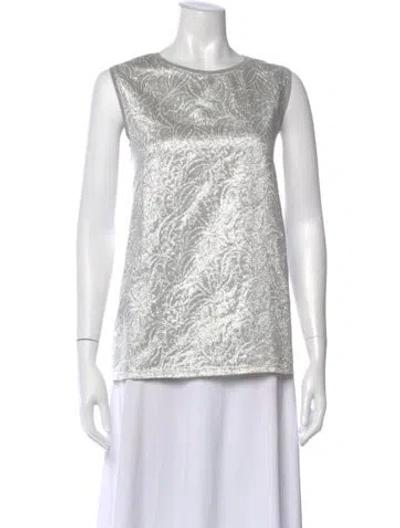 Pre-owned S Max Mara Patterned Crew Neck Top In Silver