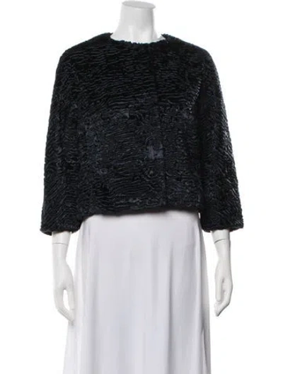 Pre-owned S Max Mara Patterned Fur Jacket In Blue
