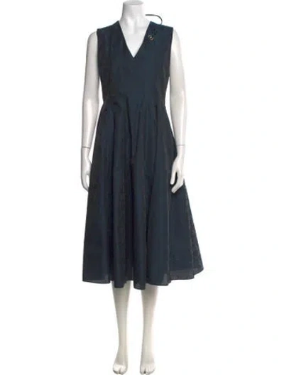Pre-owned 's Max Mara Patterned Midi Length Dress In Blue