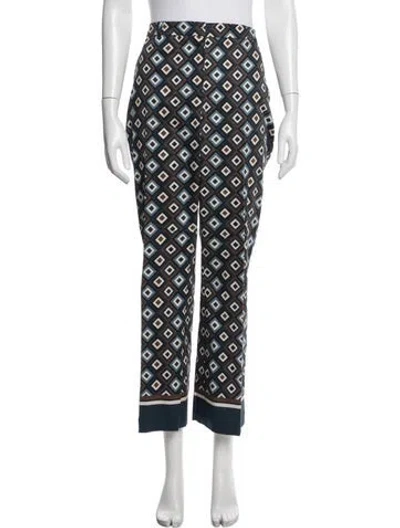 Pre-owned S Max Mara Patterned Straight Leg Pants In Blue