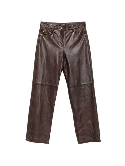 's Max Mara Pesca Leather Trousers In Brown
