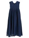 's Max Mara Pleated V-neckline Midi Dress Bow Detail In Blue
