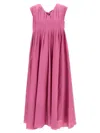 S Max Mara Piega Ramie And Cotton Pleated Maxi Dress In Pink